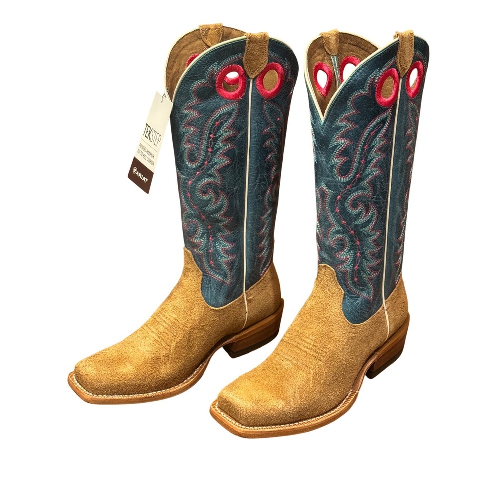 Ariat Futurity Boon Western Boots Buckskin Roughout Blue Women's 9B